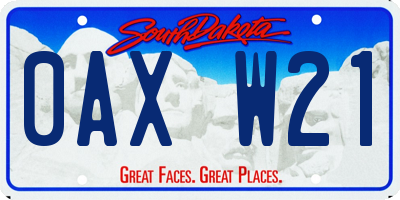 SD license plate 0AXW21