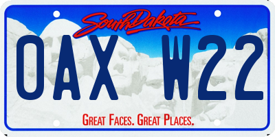 SD license plate 0AXW22