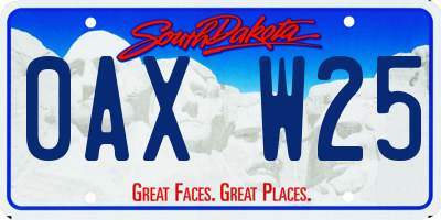 SD license plate 0AXW25