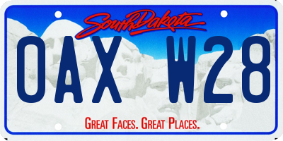 SD license plate 0AXW28