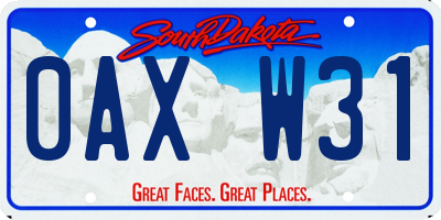 SD license plate 0AXW31