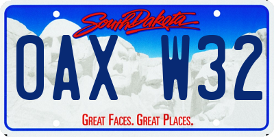 SD license plate 0AXW32