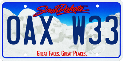 SD license plate 0AXW33