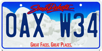 SD license plate 0AXW34