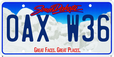 SD license plate 0AXW36