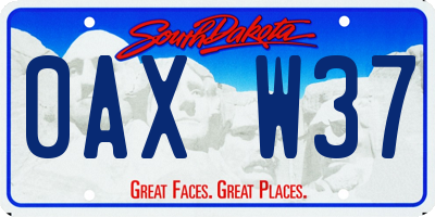SD license plate 0AXW37