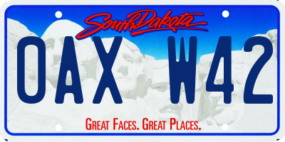 SD license plate 0AXW42