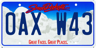 SD license plate 0AXW43