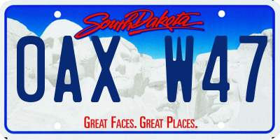 SD license plate 0AXW47