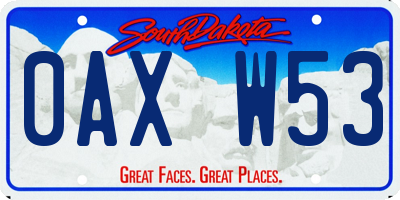 SD license plate 0AXW53