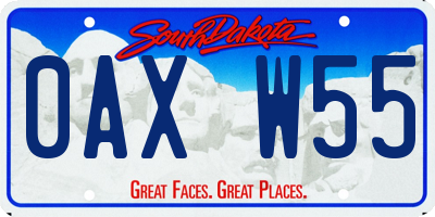 SD license plate 0AXW55