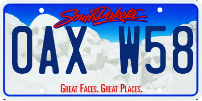 SD license plate 0AXW58