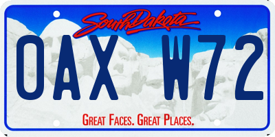 SD license plate 0AXW72