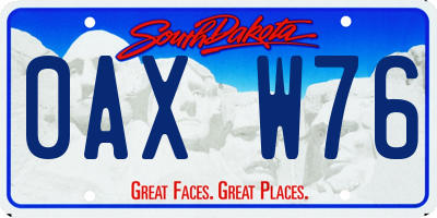 SD license plate 0AXW76