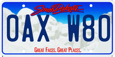 SD license plate 0AXW80