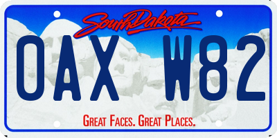 SD license plate 0AXW82