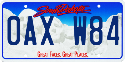 SD license plate 0AXW84