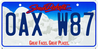 SD license plate 0AXW87