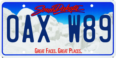 SD license plate 0AXW89