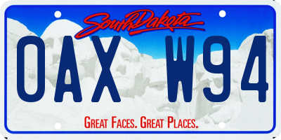 SD license plate 0AXW94