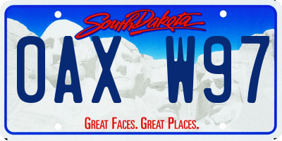 SD license plate 0AXW97