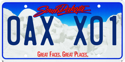 SD license plate 0AXX01
