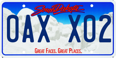 SD license plate 0AXX02