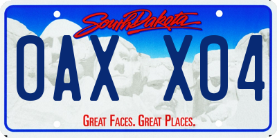 SD license plate 0AXX04
