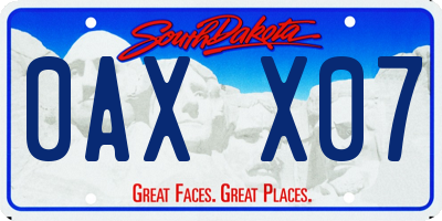 SD license plate 0AXX07