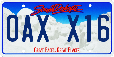 SD license plate 0AXX16