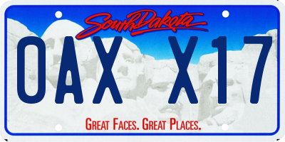 SD license plate 0AXX17
