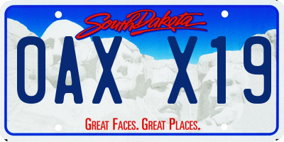 SD license plate 0AXX19