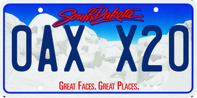 SD license plate 0AXX20