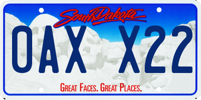 SD license plate 0AXX22