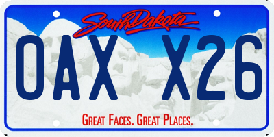 SD license plate 0AXX26