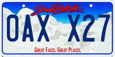 SD license plate 0AXX27