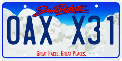 SD license plate 0AXX31