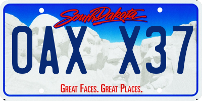 SD license plate 0AXX37