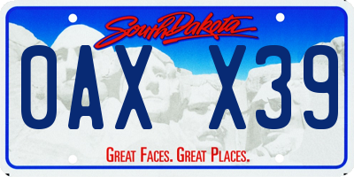 SD license plate 0AXX39