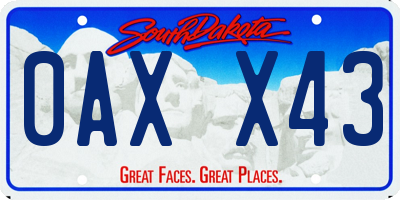SD license plate 0AXX43