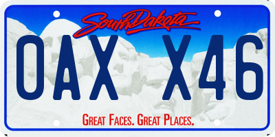 SD license plate 0AXX46