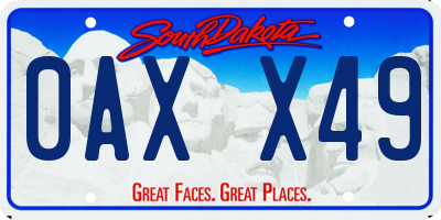 SD license plate 0AXX49