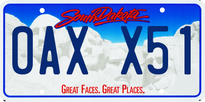 SD license plate 0AXX51