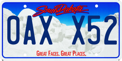 SD license plate 0AXX52