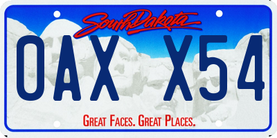 SD license plate 0AXX54