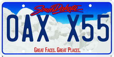 SD license plate 0AXX55