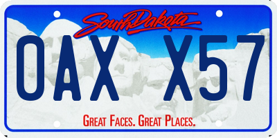 SD license plate 0AXX57