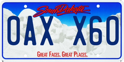 SD license plate 0AXX60