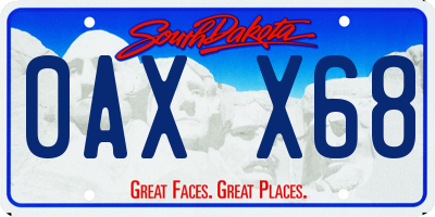 SD license plate 0AXX68