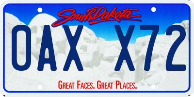SD license plate 0AXX72